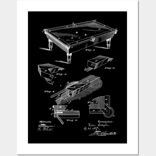 Billiard Table Chuck Vintage Patent Hand Drawing Wall Art by TheYoungDesigns